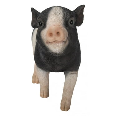 Hi-Line Gift Ltd 87726-F Baby Pig Standing, 8.7-inch Length, Black and White, Polyresin