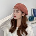thumbnail image 4 of French Wool Beret Hat for Women-Solid Color Classic Slouchy Knit Beanie Winter Warm Artist Painter Hat, 4 of 5