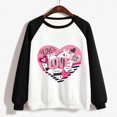 thumbnail image 4 of Gibobby Sudadera con forro polar Mujer Sudadera con capucha informal sin sombrero con cuello redondo y mangas raglán con estampado divertido del día de San Valentín para mujer(Negro, S), 4 of 5