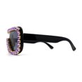 thumbnail image 4 of Large Rhinestone Show Sign Racer Shield Oversize Sunglasses Black Purple, 4 of 4