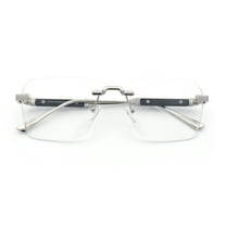 Retro Gangster Rapper Luxury Clear Lens Rimless Rectangle Fashion Eyeglasses Silver Black