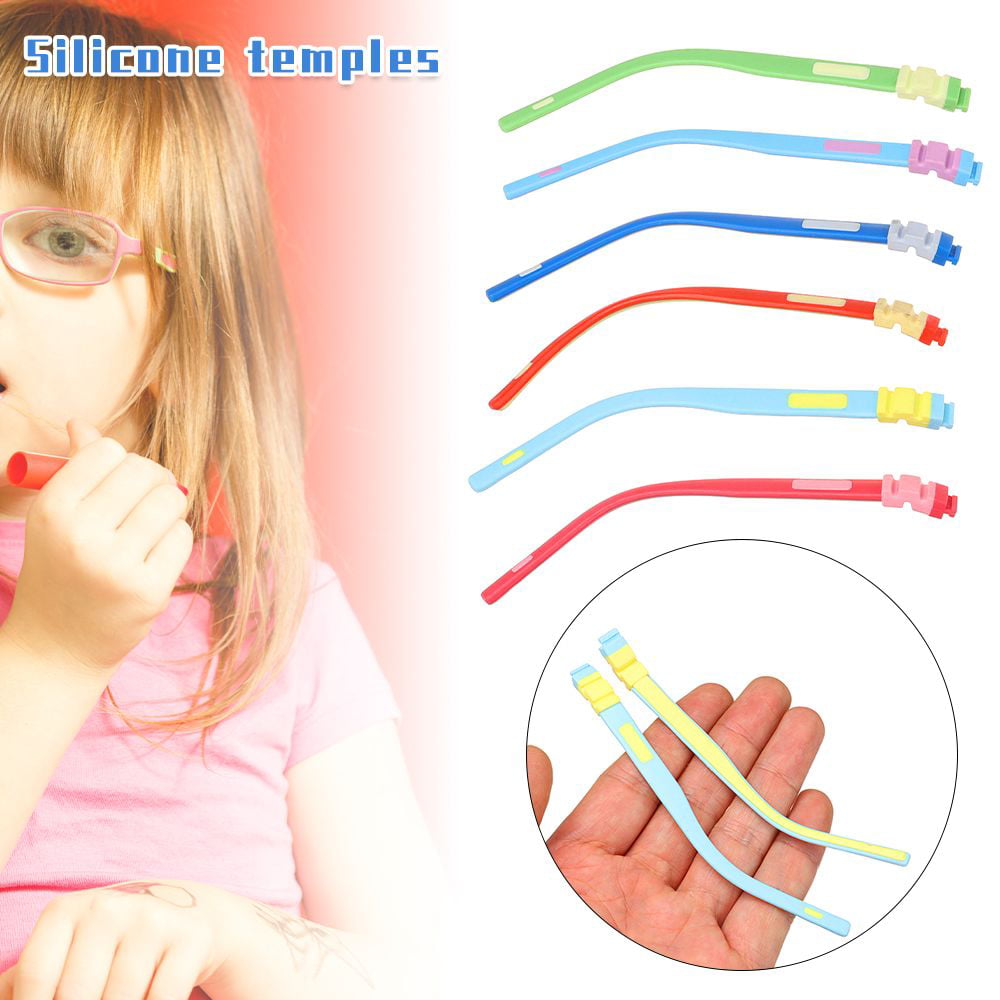 Children's Silicone Glasses Legs Glasses Arm Anti-Slip Snap-on Eyeglasses  Arm Replacement Two Color Silicone Glasses Legs