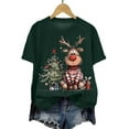 thumbnail image 4 of Kaprioy Christmas Shirts For Women 2025 Xmas Graphic Trees Shirt Winter T-Shirt Family Clothes Trendy Going Out Tops Dark Green, XL, 4 of 6