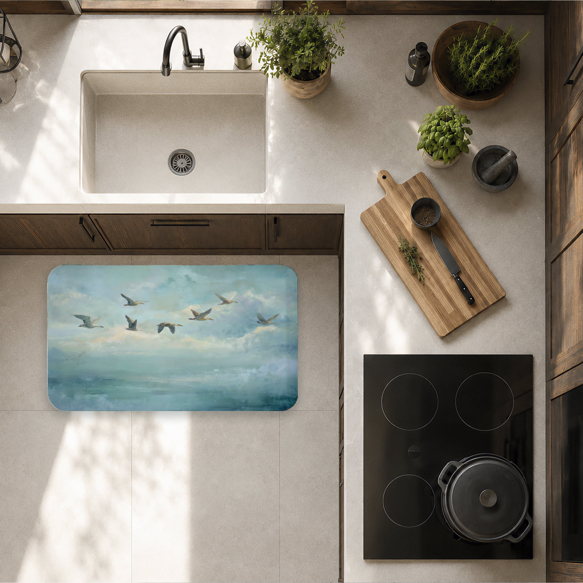 Stupell Industries Blue Skies & Flock of Geese Printed Anti-Fatigue Floor Mat, design by Petals Prints Design