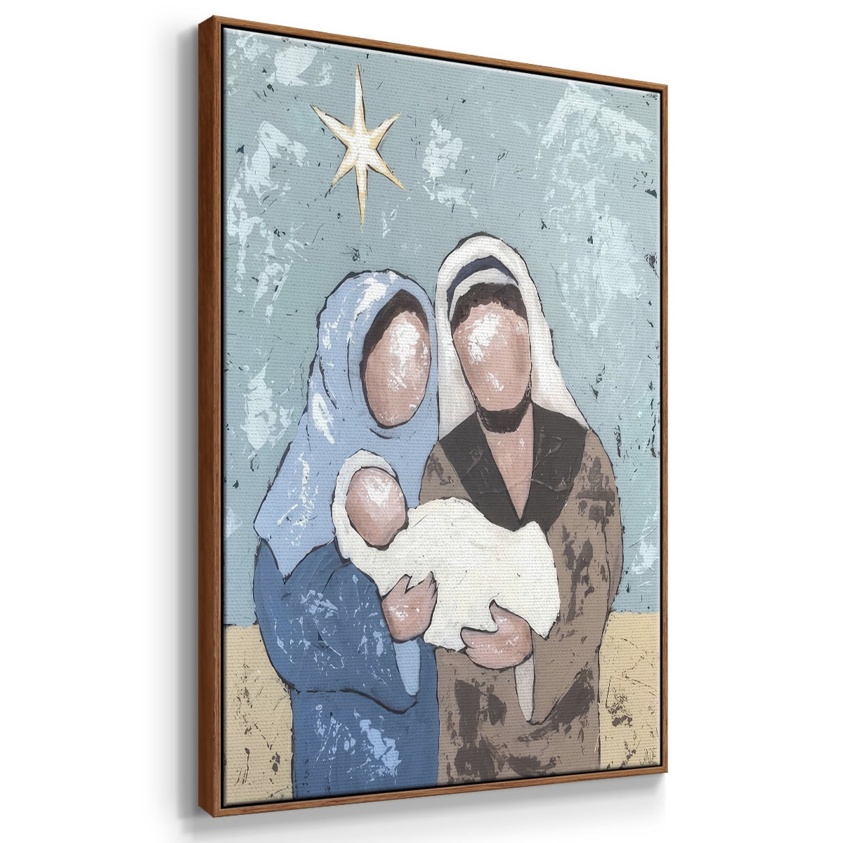 A Silent Night I - Framed Gallery Wrapped Holiday Canvas - 25 x 37 - Rosewood Frame