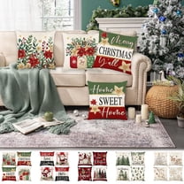 Xuniizn Christmas Pillow Covers 18x18 inch Set of 4 Xmas Decorations Soft Plush Faux Fur Wool Christmas Throw Pillow Cases Winter Holiday Decor for Sofa Living Room