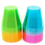 EDI Neon Plastic Party Cups - 9 Oz. Disposable Beverage Tumblers, Assorted Colors, 50 Count