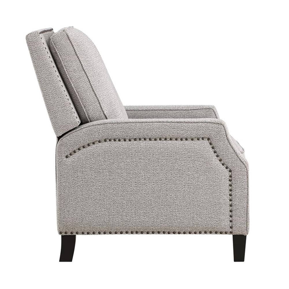 Lexicon Berenson Fabric Upholstered Push Back Living Room Solid Wood Frame Recliner Coconut Color