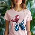 thumbnail image 5 of Patriotic Balloon Dog Shirt – Red Blue Star Puppy with White Bow Tee, Azalea, Size L, 5 of 6