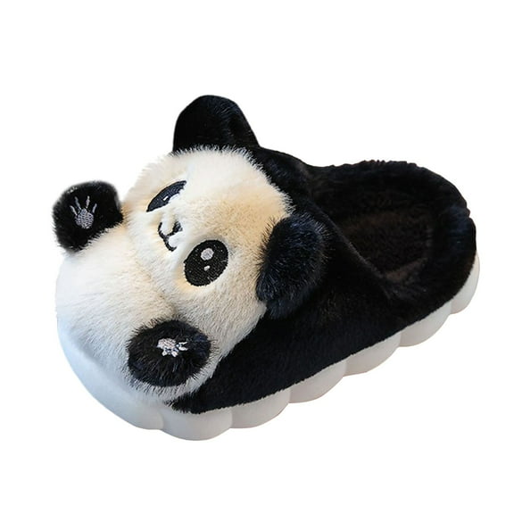 Toddler Boys Girls Animal Panda Slippers Kid's Non Slip Indoor Slippers Winter Warm Cartoon Soft Plush Slippers