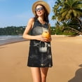 thumbnail image 3 of Easygdp Gold Pattern Skull para Vestido Transpirable de Mujer, Vestido Suelto de Manga Corta con Pliegues y Bolsillos para el Verano, 3 of 7