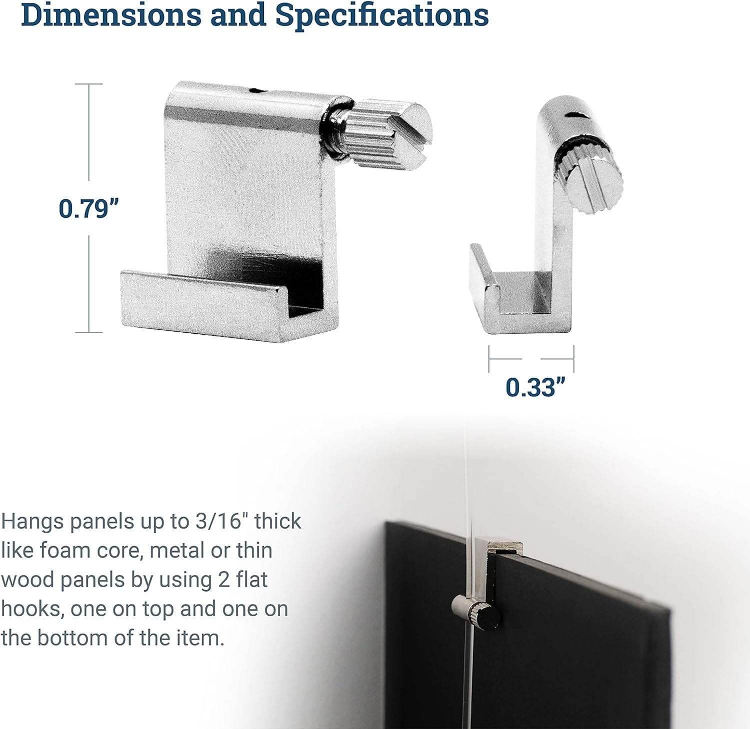 Picture Hang Solutions - Adjustable Gallery Hooks for Nylon or Steel Cables - Gallery Hanging System (10 pieces per pack)