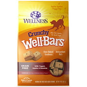 Wellness WellBars Natural Grain Free Crunchy Dog Treats, Yogurt, Apples & Banana, 20-Ounce Box