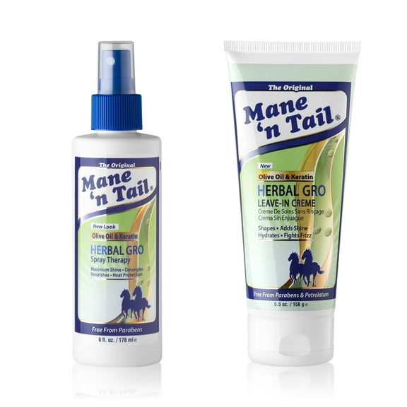 Mane 'n Tail Herbal Gro Leave-in Care Combo Set, Leave-in Creme (5.5 Oz) & Spray Therapy (6.5 Fl Oz)
