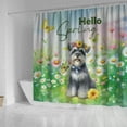 thumbnail image 4 of Schnauzer Hello Spring Time Flower Floral Nature Shower Curtain Miniature Schnauzer Dog Lover Waterproof Bathroom Bathtub Curtain - 02031, 4 of 5