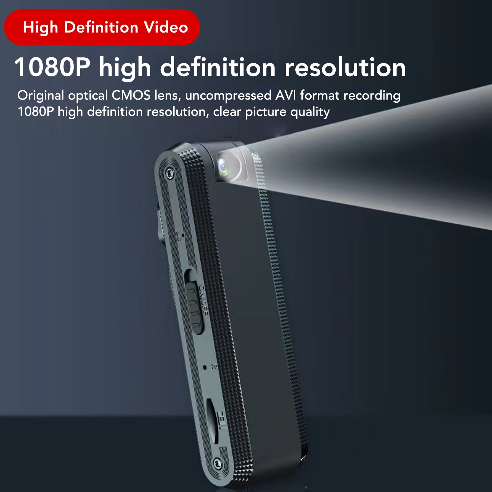 Voice Recorder, Power Failure Auto Save Voice Recording Device High Sensitivity 180 Degree Rotating Lens Clip Design Clear Sound 1080P HD  For Meetings For Work