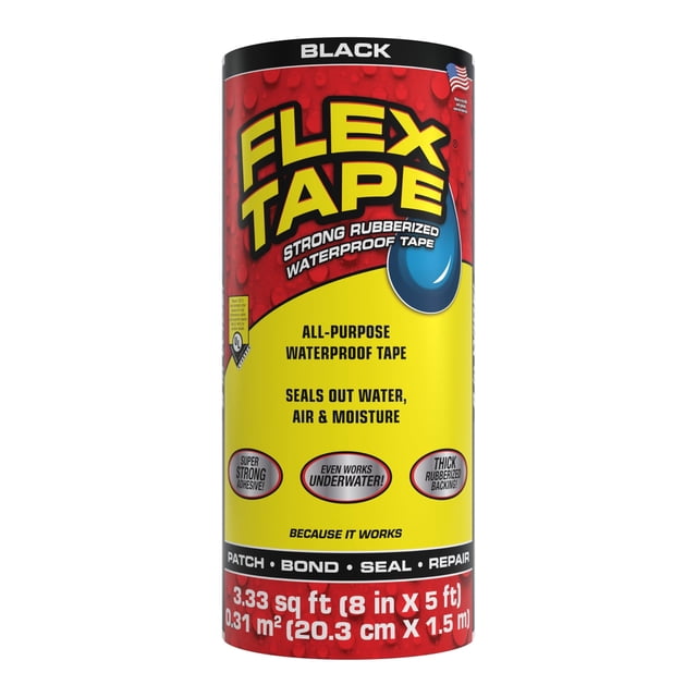 Cinta Adhesiva Flex Tape Negra 20 cm x 1,5 m Impermeable