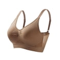 thumbnail image 2 of Byworldtasic Womens Plus Size Seamless Mesh Breathable Wireless Bra Gathered Front Design Bralette Adjustable Soft Bra, 2 of 8
