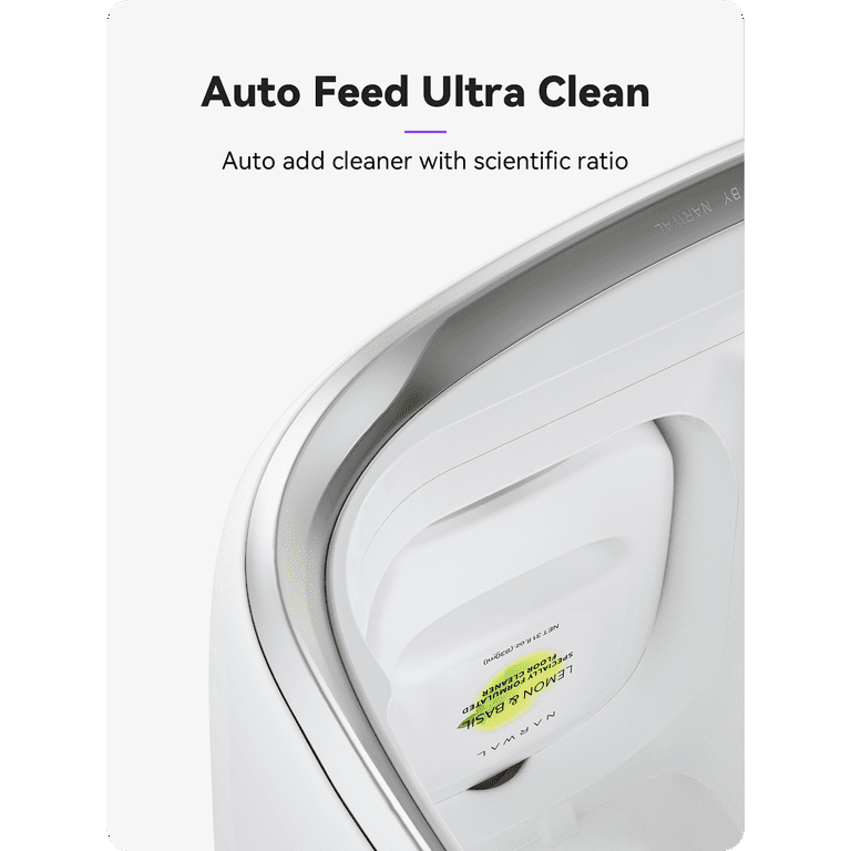 NARWAL Freo Robot Vacuum and Mop Comb, Washing & Drying, Dirt Sense Ultra  Clean, Auto Add Cleaner, LCD Display, Smart Swing, Arcuate-Route, WiFi, APP