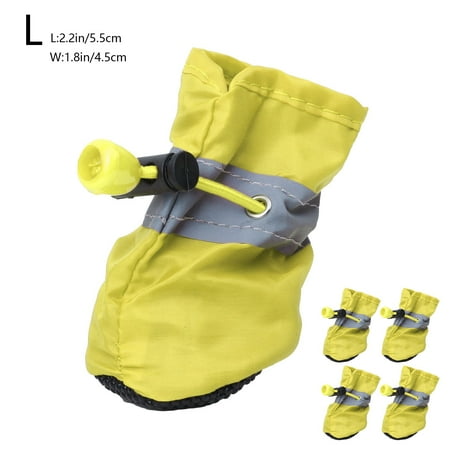 FYTPOV 4pcs Dog Shoes for Small Dogs  Anti-Slip Dogs Boots Paw Protector  Puppy Booties with Reflective Straps  Cat Dog Shoes for Indoor Hardfloors  Yellow  L