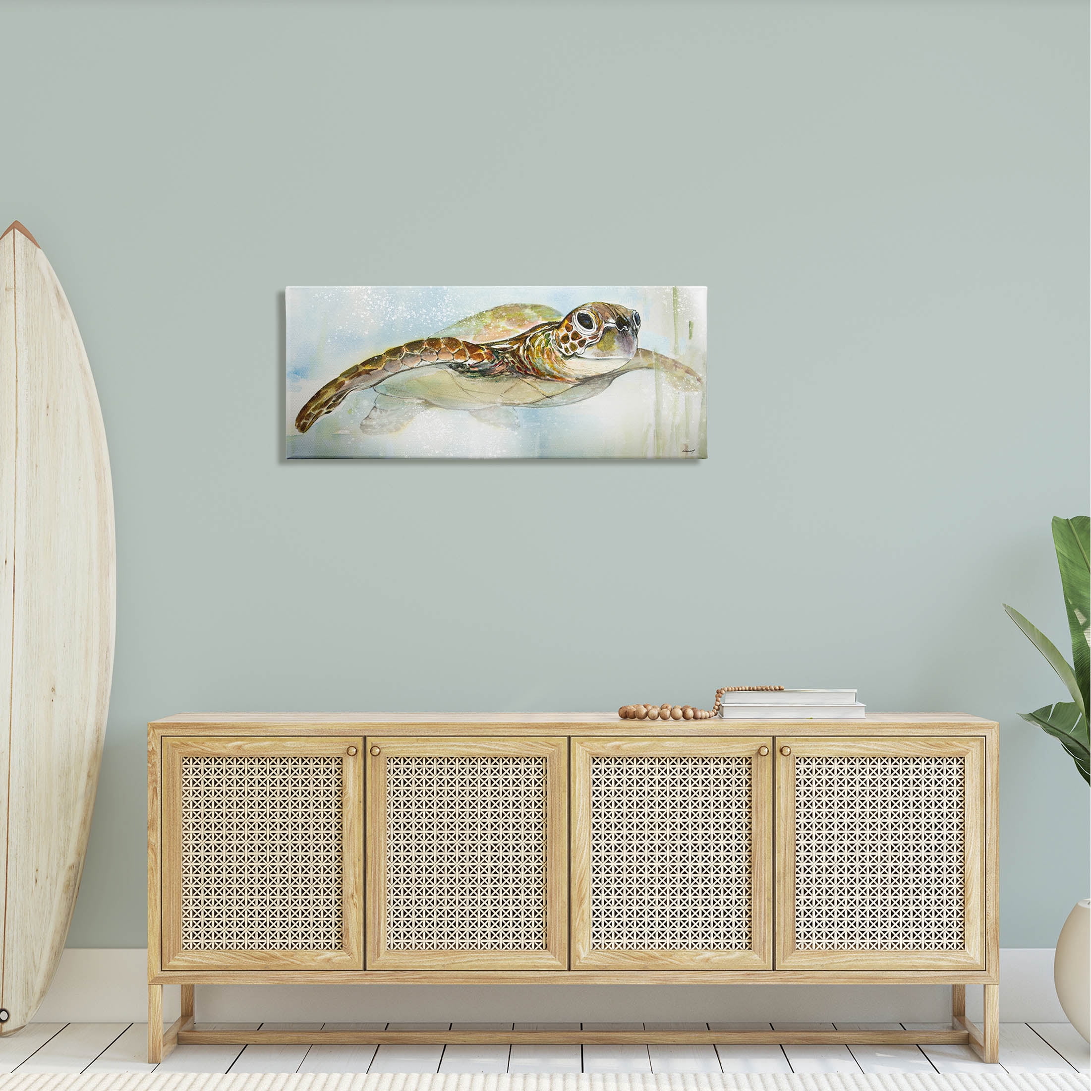 Stupell Industries Peaceful Sea Turtle Swimming Graphic Art Gallery Wrapped Canvas Print Wall Art, Design by Diannart