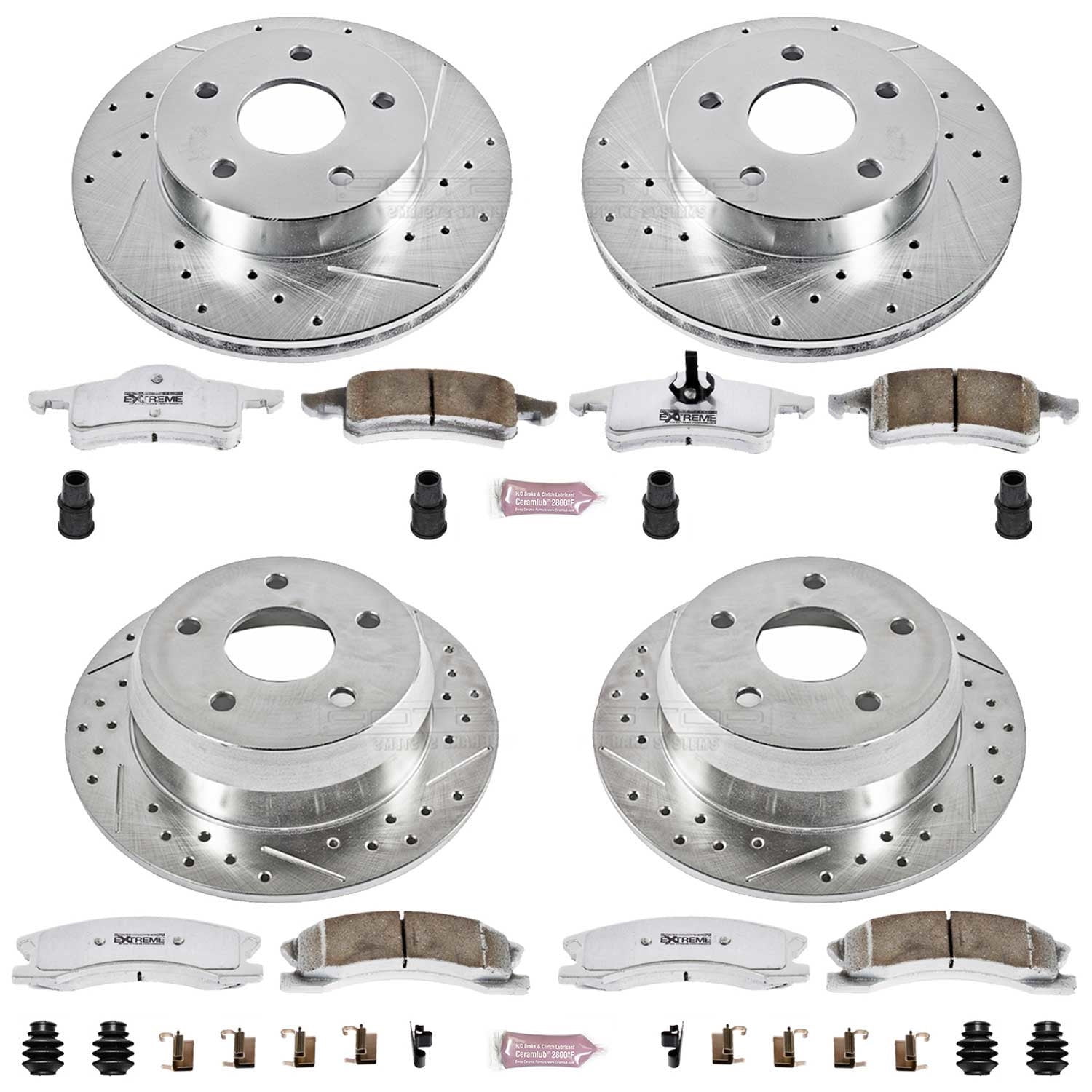 PowerStop Front and Rear Z26 Street Warrior Carbon-Fiber Ceramic Brake Pad and Drilled and Slotted Rotor Kit Fits: JEEP Select Models K2148-26