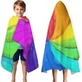 thumbnail image 3 of Rainbow Tie Dye Spiral Pattern Hooded Bath Towel，50"x30" for Ages 3 To 12 Kids, Quick Dry Lightweight Soft Microfiber Hood Beach Towel Cover Up for Kids, 3 of 7