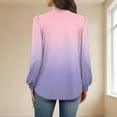 thumbnail image 4 of Levmjia Womens Tops Sweatshirts Gradient Print Round Neck Long Sleeve Fitted Casual Blouse For Work Commute Home Relaxation Soft Holiday Breathable Comfort Stretch, 4 of 6