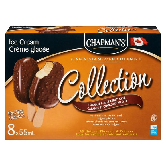 Chapman's Canadian Collection Caramel & Milk Chocolate Ice Cream Bar, 8 x 55mL