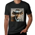 thumbnail image 2 of Wuche  countryside cow pictures cute and interesting brown countryside farmhouse cow animals, shirt design art display, T-shirt children's gift casual breathable men, women, boys and girls Black, 2 of 4