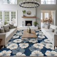 thumbnail image 3 of 6'x9' Area Rugs, Vintage Flowers Indoor Outdoor Area Rug for Living Room Bedroom, Blue Spring Farmhouse Botanical Floral Washable Bathroom Rugs Kitchen Floor Carpet Mats Home Decor Aesthetic, 3 of 8