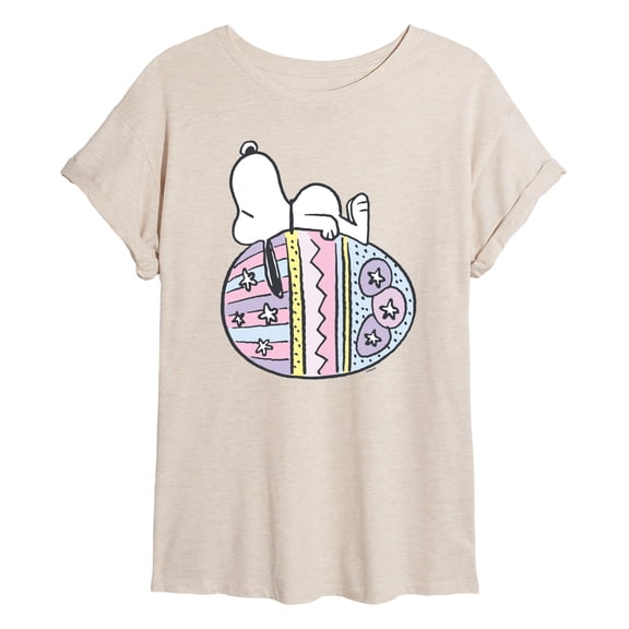 Peanuts - Snoopy Easter Egg - Juniors Oversized Graphic T-Shirt