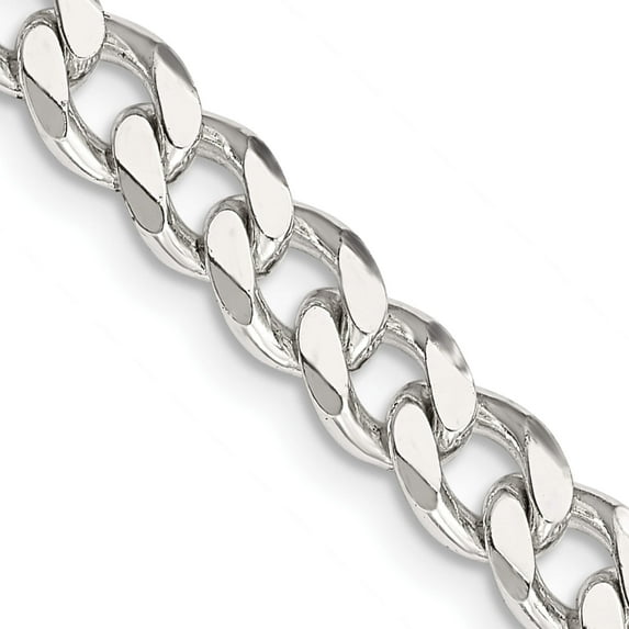 Sterling Silver Rhodium-Plated 7mm Curb Chain (20 X 7) Made In Italy qcb180r-20