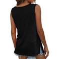 thumbnail image 3 of Camiseta sin mangas para mujer con botones y cuello en V, color puro, chaleco sin mangas de verano que combina fácilmente, 3 of 5