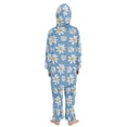 thumbnail image 3 of Cute Daisy Pattern One Piece Pajamas Soft Jumpsuit Cozy Sleep and Play Romper Zipper and Pockets 12Y-13Y, 3 of 8