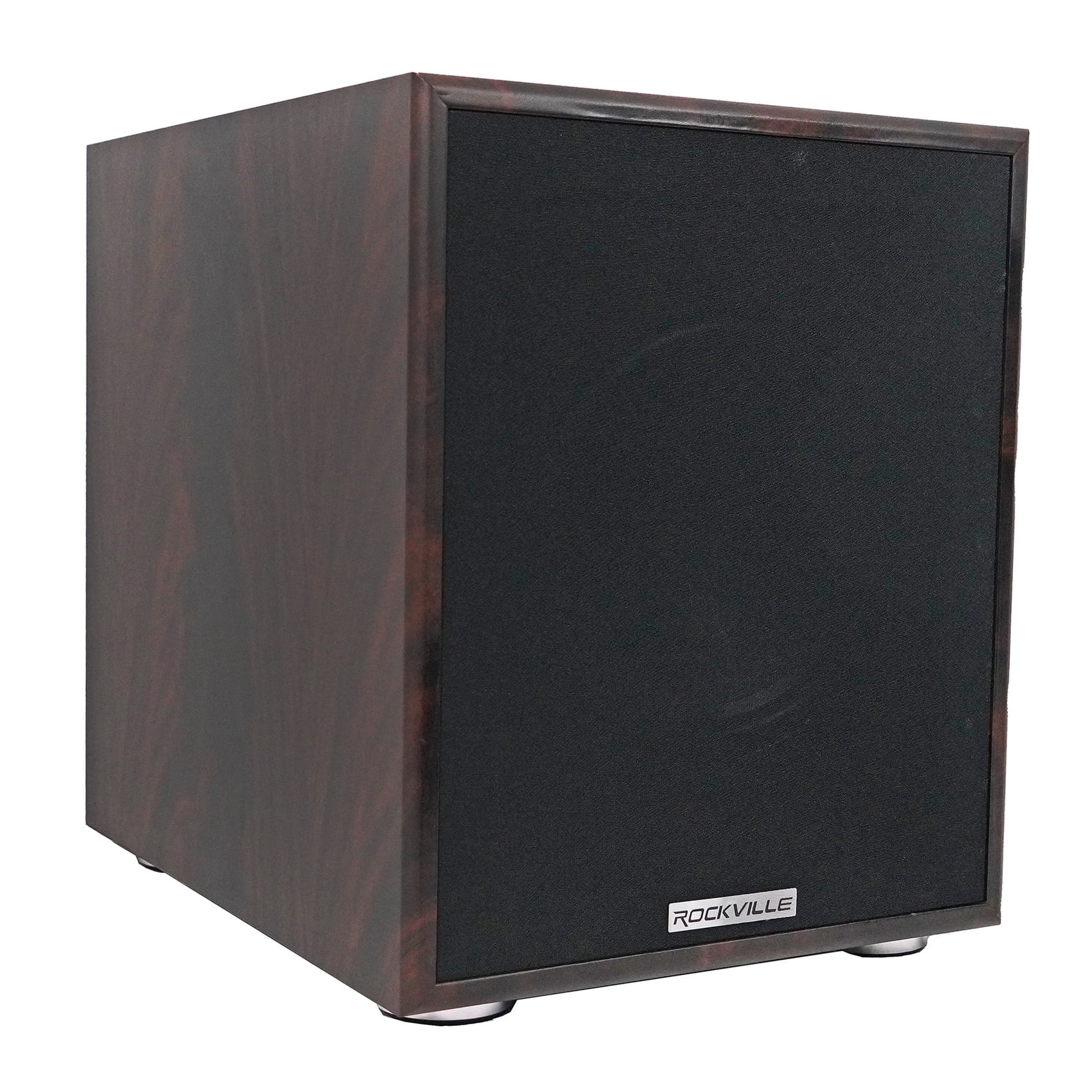 Rockville Rock Shaker 8" Dark Wood Powered Home Theater Subwoofer, 400W Peak/200W RMS, Class D, 20Hz-200Hz