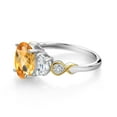 thumbnail image 3 of Gem Stone King 925 Silver and 10K Yellow Gold 3-Stone Ring Checkerboard Citrine Moissanite (2.15 Cttw), 3 of 3