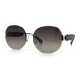 thumbnail image 4 of Womens Rimless Bevel Lens Flower Jewel Hinge Round Fashion Sunglasses Gold Brown - Brown, 4 of 8
