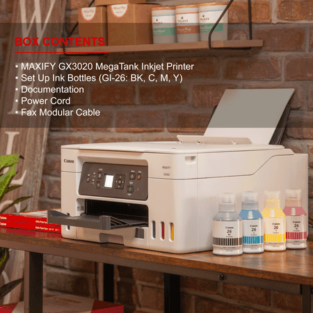 Canon - MAXIFY MegaTank GX3020 Wireless All-In-One Inkjet Printer - White
