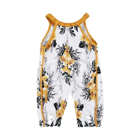

Springcmy Summer Baby Girl Romper Sleeveless Floral Bodysuit Jumpsuit 0-4Y