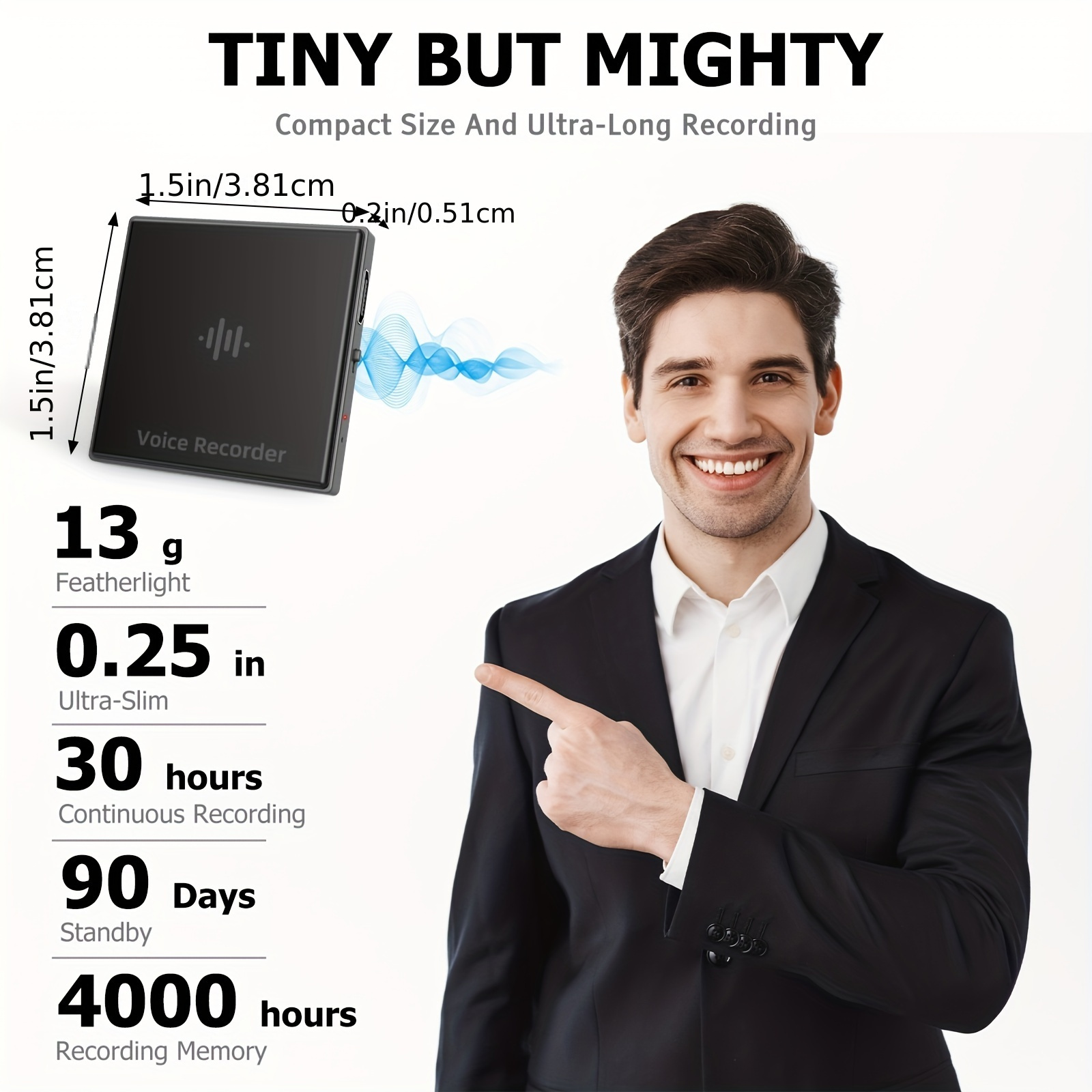 64GB Voice Recorder with AI Triple Noise Reduction, 750 Hours Storage, Voice-Activated Recorder for Lectures, Meetings, Interviews