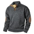 thumbnail image 6 of Mens Casual Sherpa Lined Thermal Sweatshirt Long Sleeve Stand Collar 1/4 Button Up Pullover Fall Sweaters,Color:Dark Gray,Size:L, 6 of 7