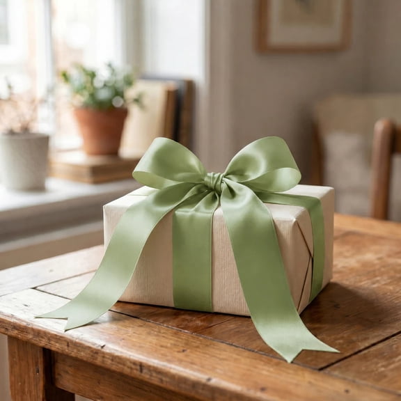 BalsaCircle 2" x 100 yards Sage Green Satin Single Face Decorative Craft Ribbon Wedding Party Favors Crafts
