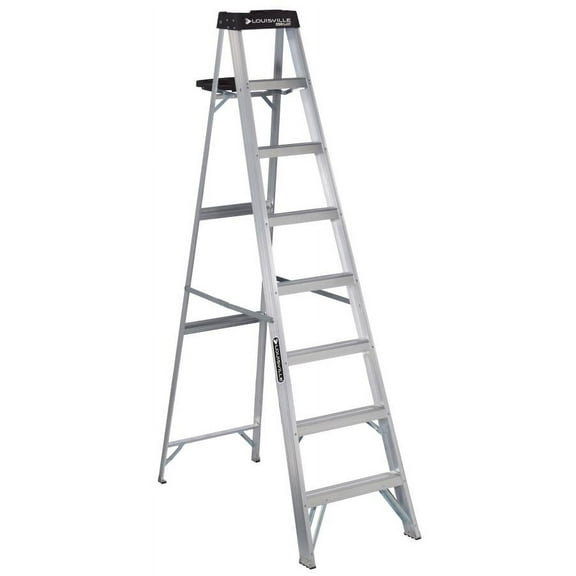 Louisville Ladder 8' Aluminum Step Ladder, 12' Reach, 250 lbs Load Capacity, W-2112-08S