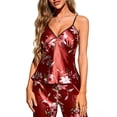 thumbnail image 2 of A AGROSTE Women's Silk Satin Pajamas Set 2 Pcs Floral Silky Pj Sets Sleepwear Cami Nightwear with Pant, 2 of 8