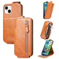 thumbnail image 1 of SaniMore for iPhone 14 Magnetic Closure Top & Bottom Flip Wallet Case, Premium PU Leather Cover with Car Mount Card Slot & Adjustable Kickstand Full Body Protective Shell, Brown, 1 of 9