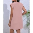 thumbnail image 5 of Women'S Summer Short T Shirt Dress Cap Sleeve Crew Neck Casual Loose Basic Mini Dresses Pink XL, 5 of 7