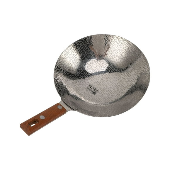 Stainless Steel Wok,Non Stick Wok Pan Deep Stir Fry Pan with Induction Base Frying Pan with Wood Handle Non Induction Wooden Handle Flat Base Pan for Electric Induction
