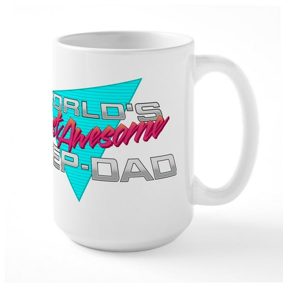 CafePress - Worlds Most Awesome Step Dad Mugs - 15 oz Ceramic Large White Novelty Mug