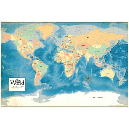 promaps official 2017 world map classroom reference poster 12x18 inch